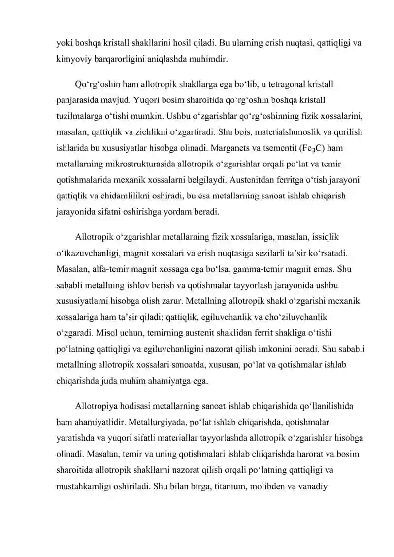 Metallarning allotropik shakl o‘zgarishlari 4
