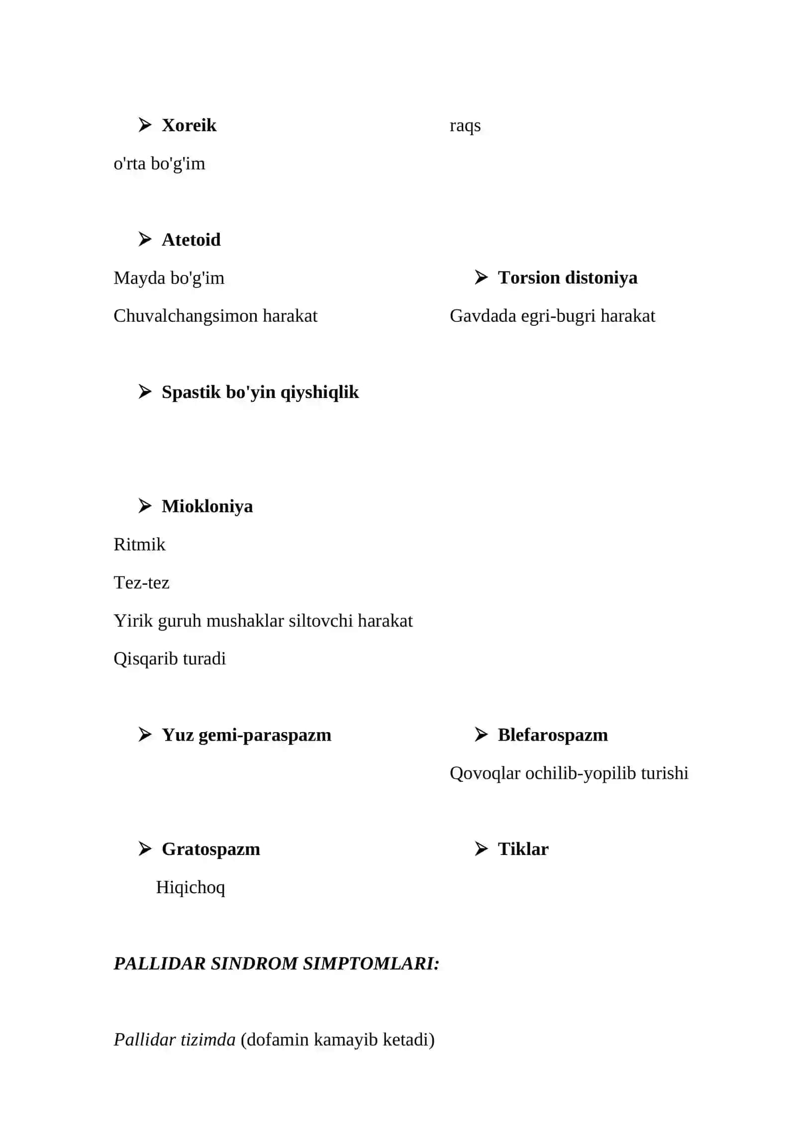 Harakat koordinatsiyasi va ekstrapiramidal tizim 4