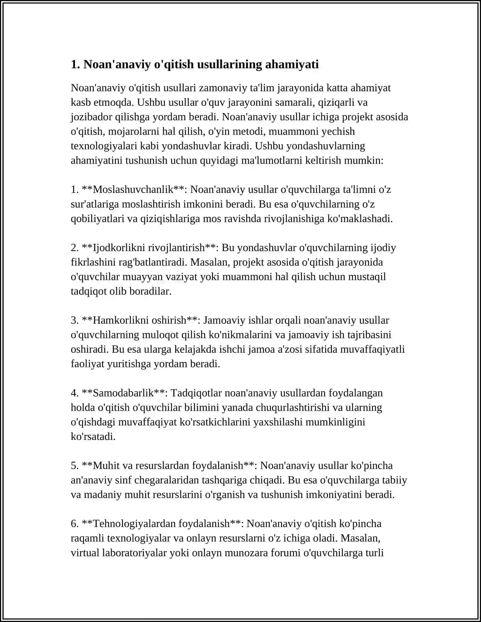 BIOLOGIYA DARSLARIDA NOAN'ANAVIY USULARNI QO'LLASH METODOLOGIYASI. TEXNIK VOSITALARDAN FOYDALANISH 4