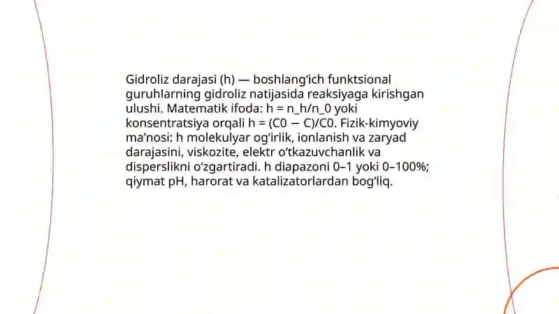 Gidroliz doimiysi va gidroliz darajasini hisoblash 4