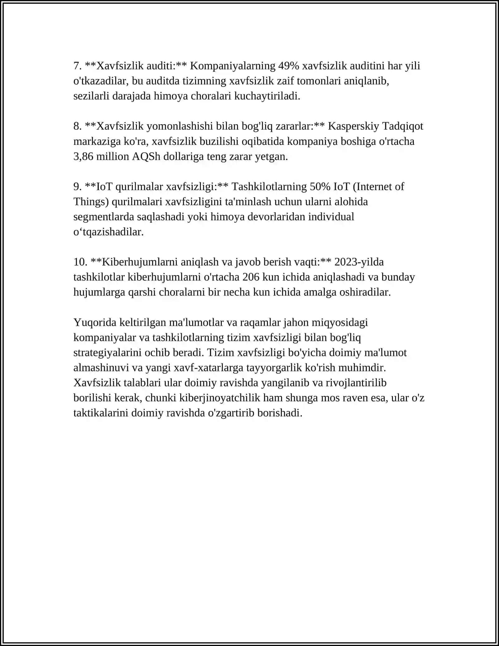 TIZIMLARGA QO'YILADIGAN TALABLAR 4