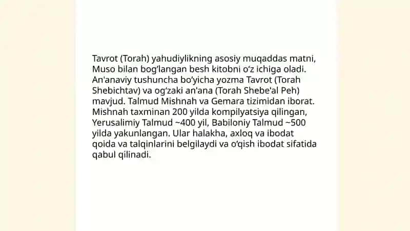Yahudiylik ta'limoti, an'ana va marosimlari 4