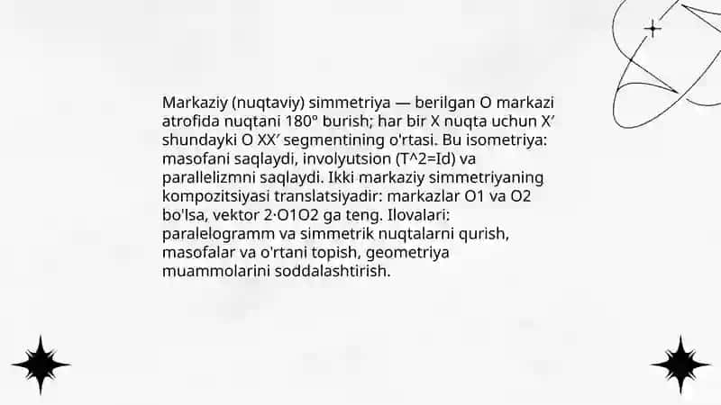 Geometrik figuralarni simmetrik almashtirish.Simmetriya metodi 4