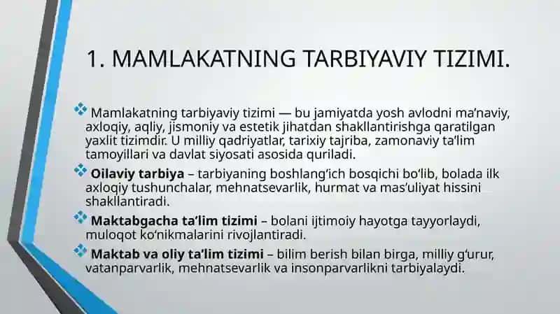 MAMLAKATNING TARBIYAVIY TIZIMI 4