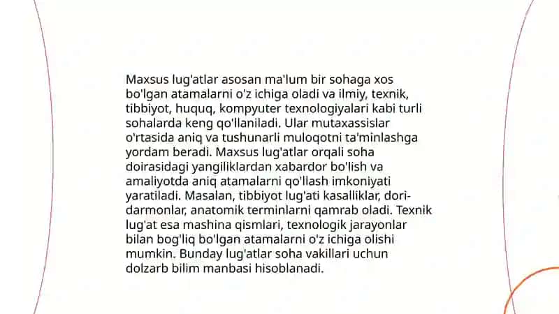 Umumiy va maxsus lug'atlar 4