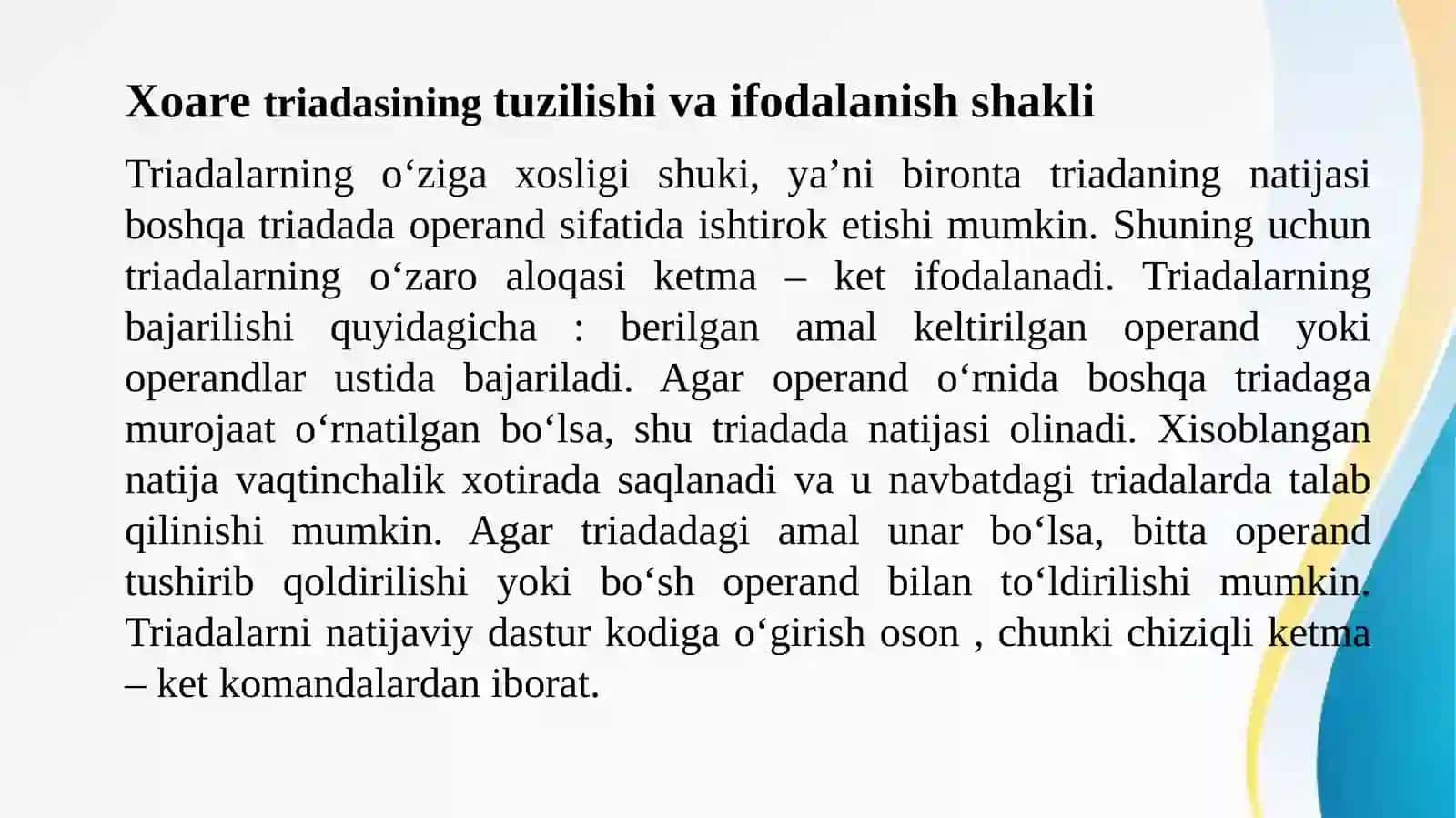 Xoare triadalari va tetradalariga tarjimasi 4