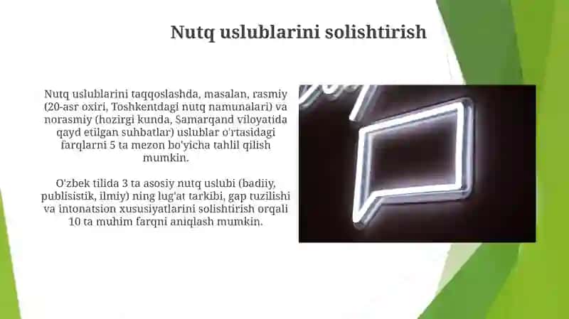 Nutq uslublarining qiyosiy tavsifi 4