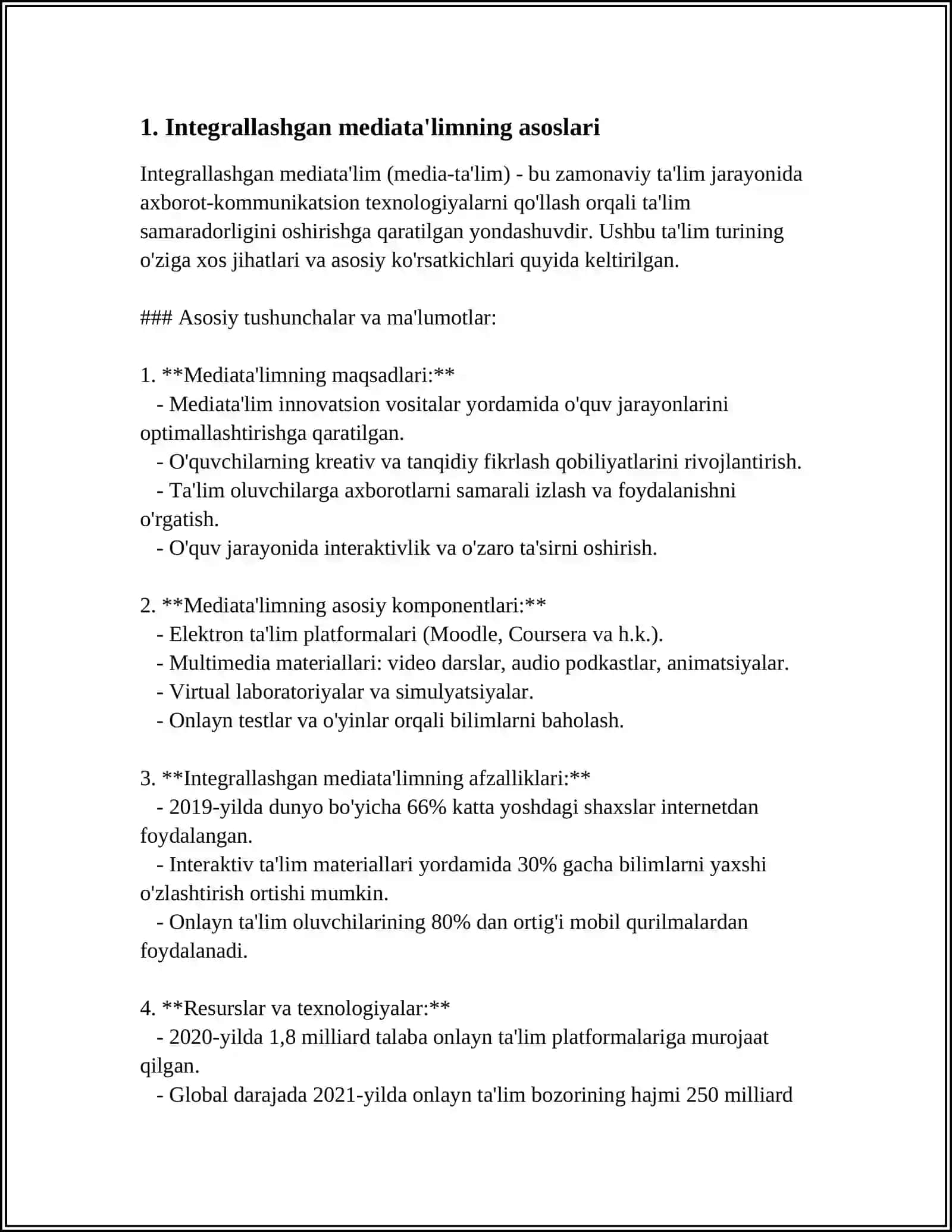 Integrallashgan mediata'lim 4