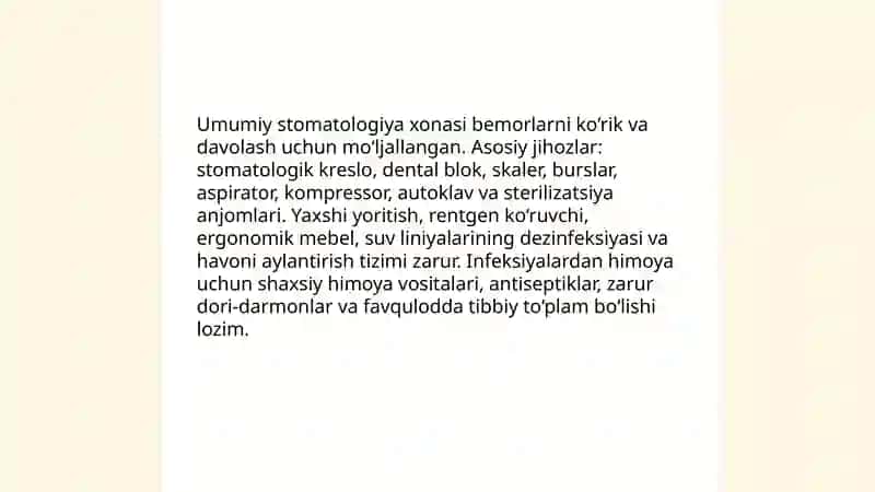 Stomatologik bòlim va xonalar 4