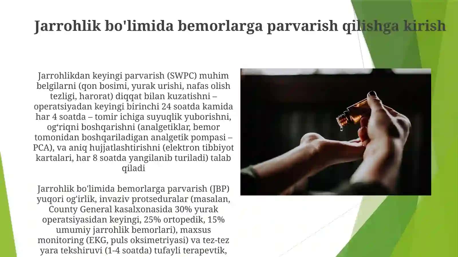 Xirurgiyabolidagi bemorlarni davolash 4