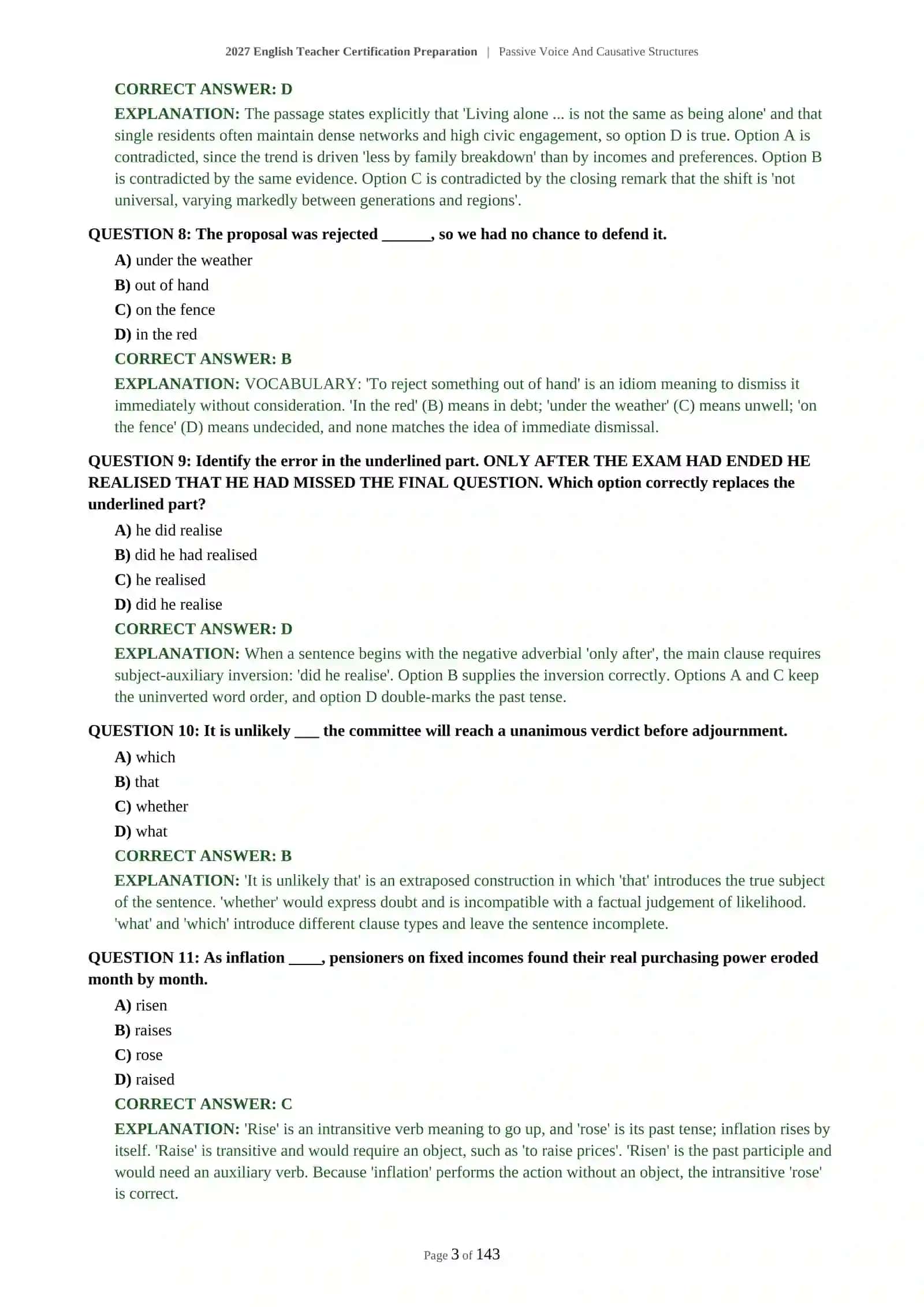 ADVANCED ENGLISH TEACHER CERTIFICATION - PASSIVE VOICE AND CAUSATIVE STRUCTURES - 2027 CERTIFICATION PREPARATION 4