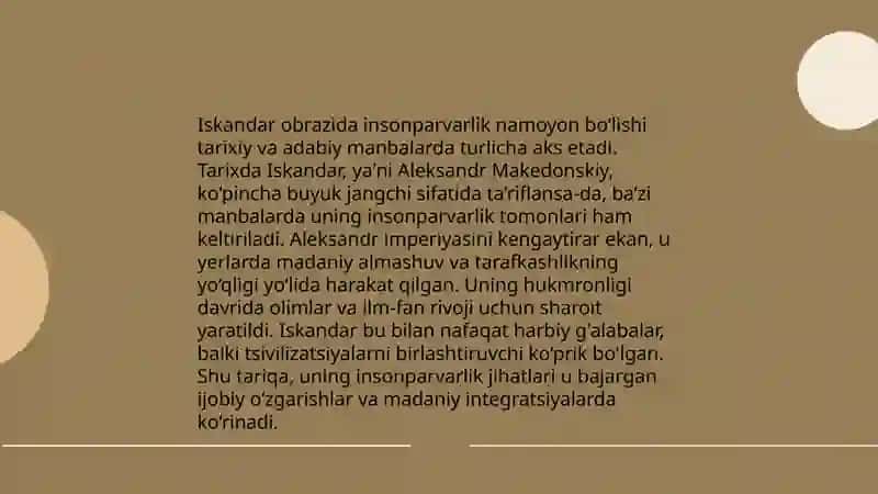 Farhod va Iskandar obrazlarida odamiylik xislatlarining talqini 4