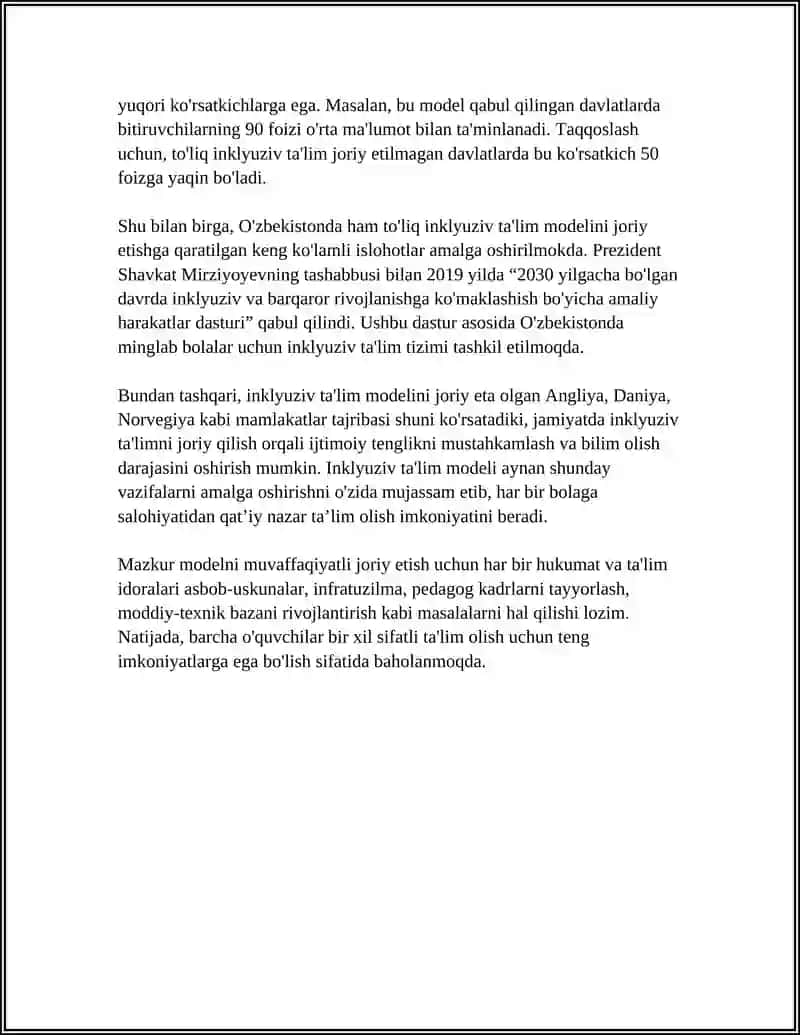 To'liq inklyuziv ta'lim modeli 4
