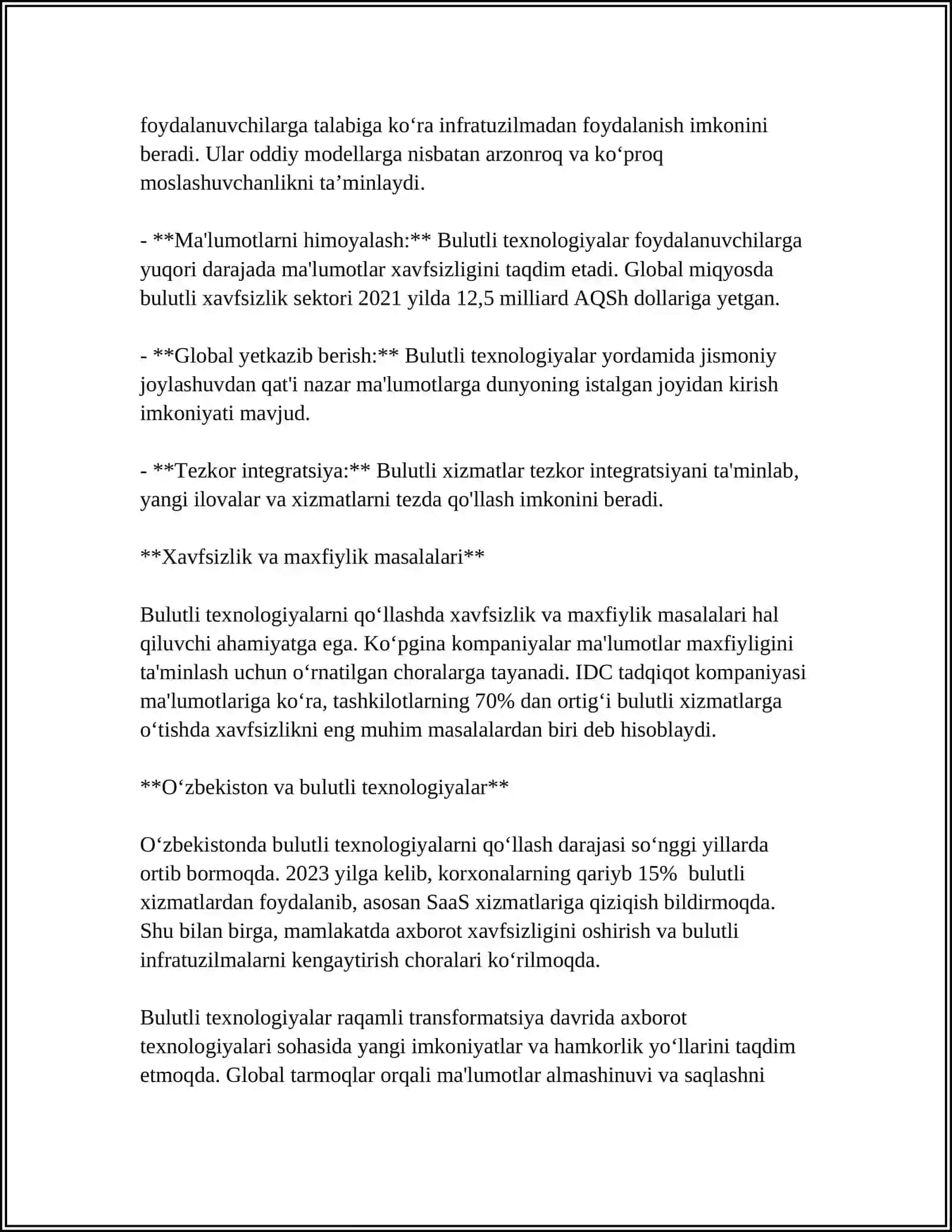 TAʼLIM JARAYONIDA BULUTLI XIZMATLARIDAN FOYDALANISH 4