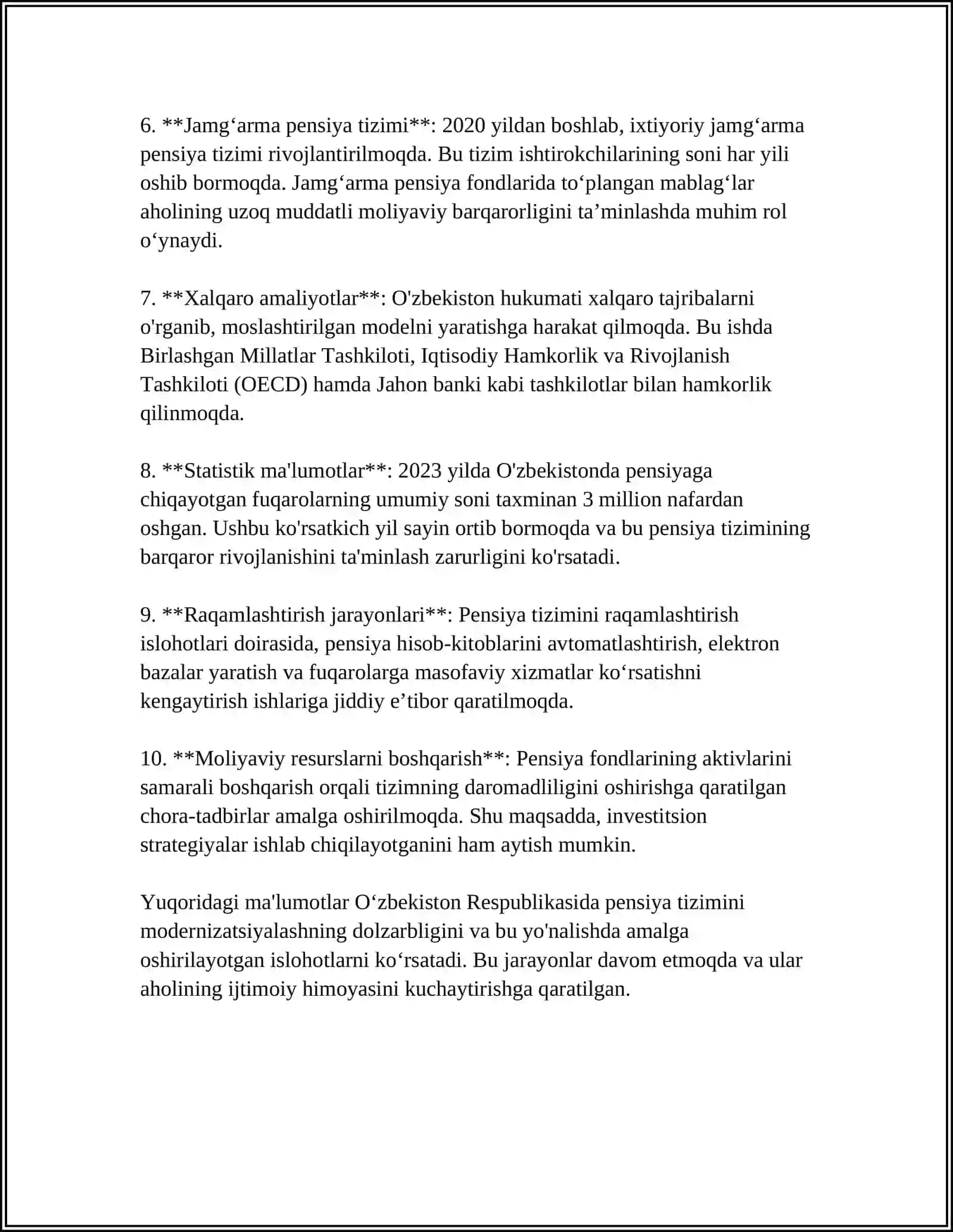O‘ZBEKISTON RESPUBLIKASIDA IJTIMOIY SOHADAGI ISLOHOTLAR 4