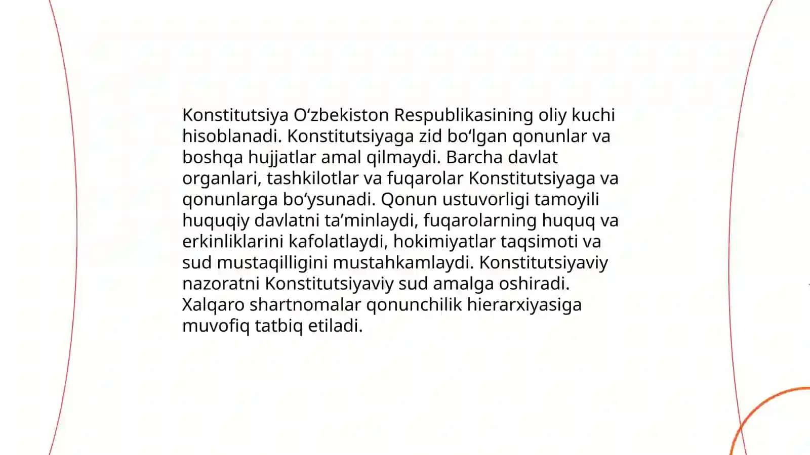 Yangi tahrirdagi Oʻzbekiston Respublikasi konstitutsiyasining asosiy prinsiplari 4