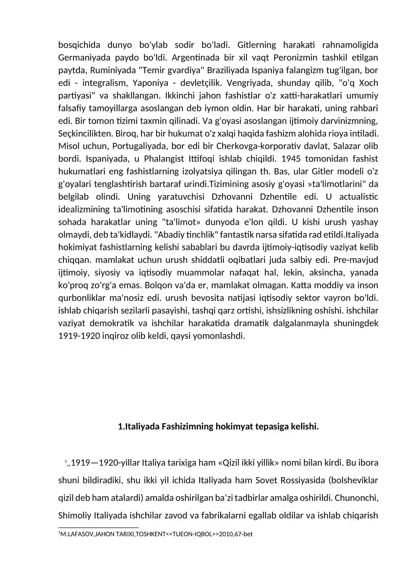 «Jahon tarixi  » Fanidan Benito Mussolini va Fashizm Mavzusida 4