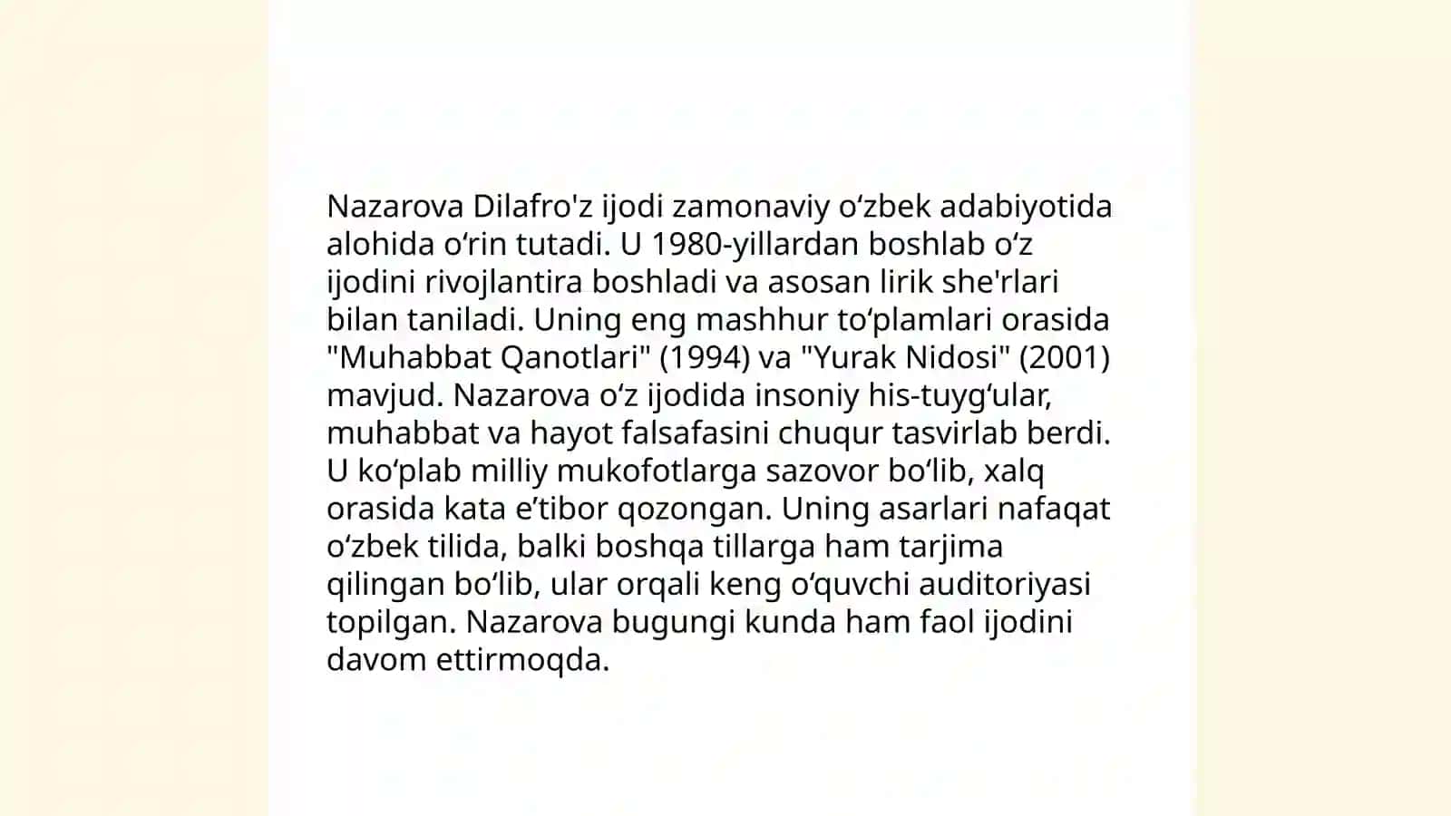 "Nazarova Dilafro'zning hayoti" 4