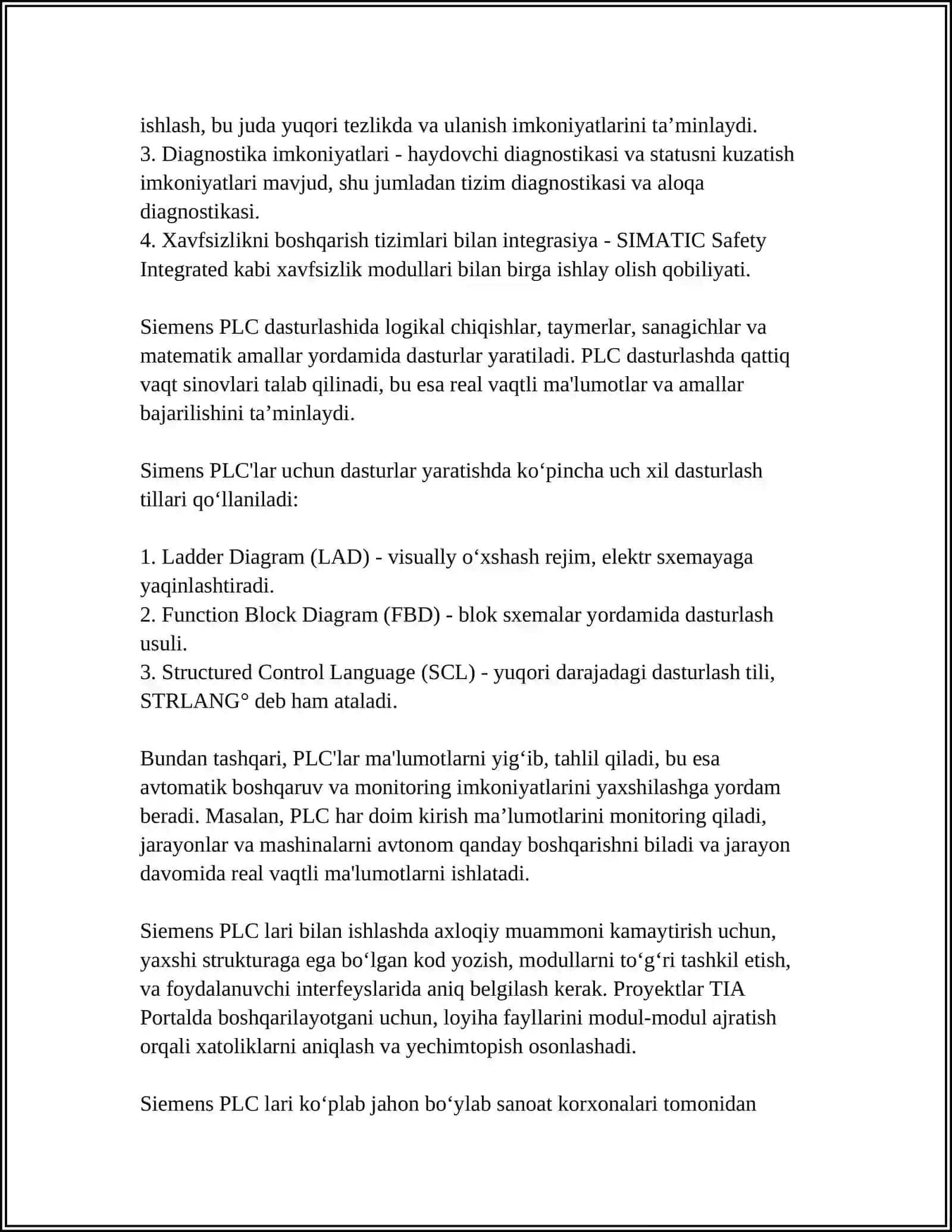 SIEMENS KOMPANIYASINING LOGO KONTROLLERLARINI DASTURLASHTIRISH 4