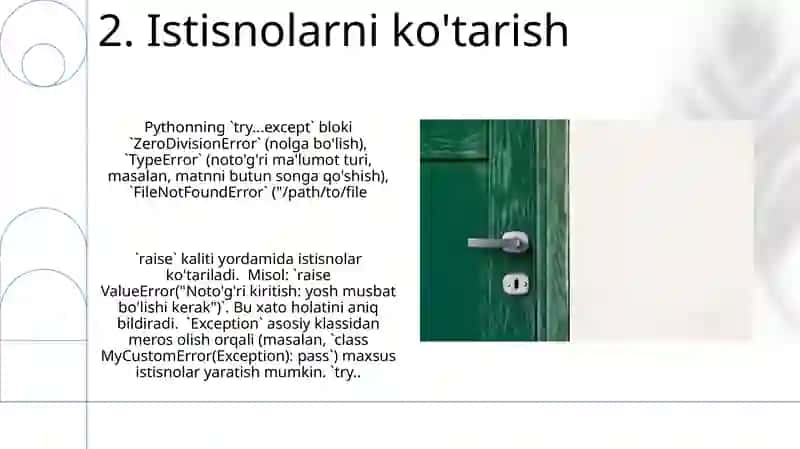 Istisno holatlarni qayta ishlash 4
