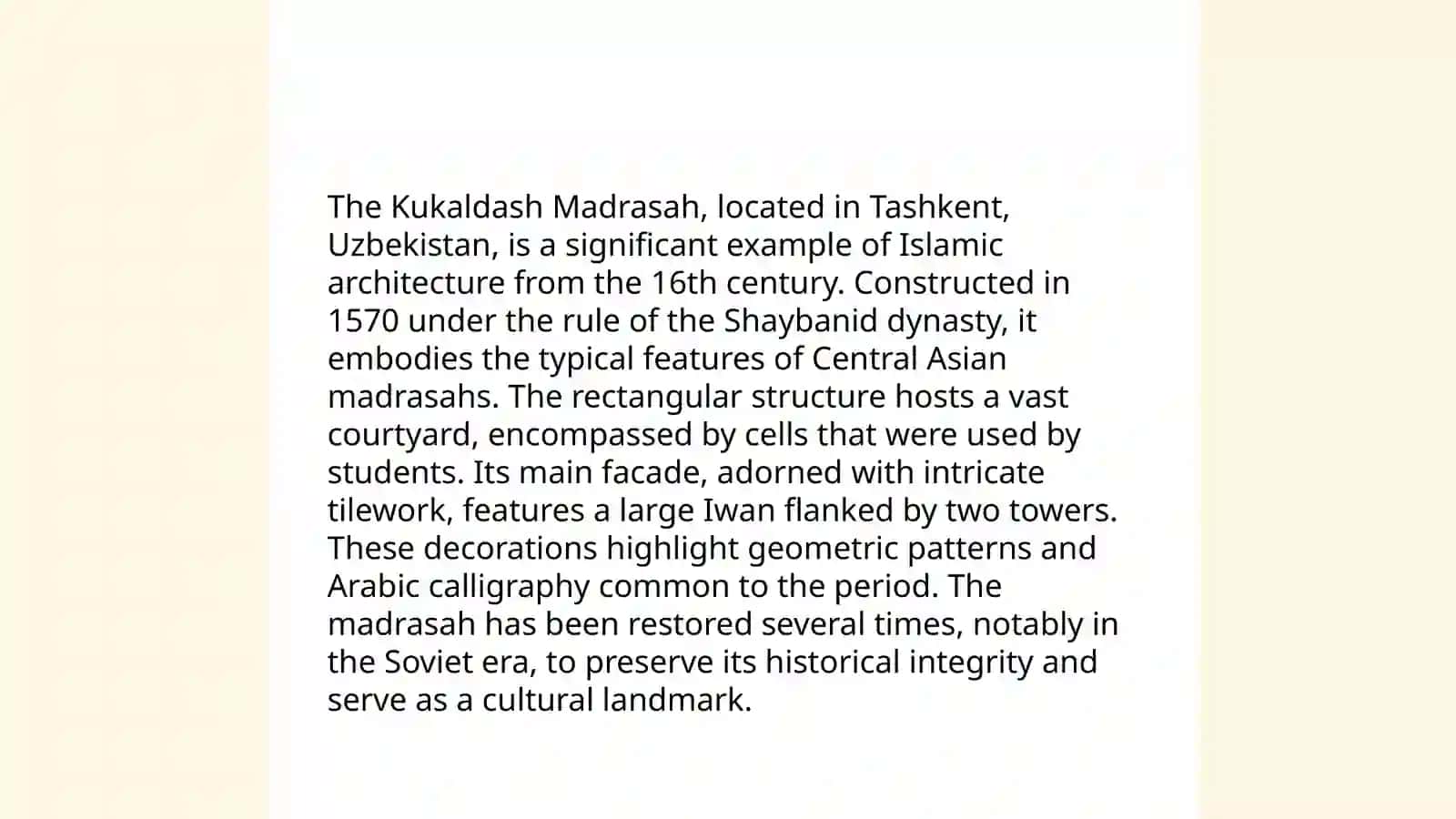 Tarixiy ma'lumotlar to'plami - Madrasah Kukaldash 4
