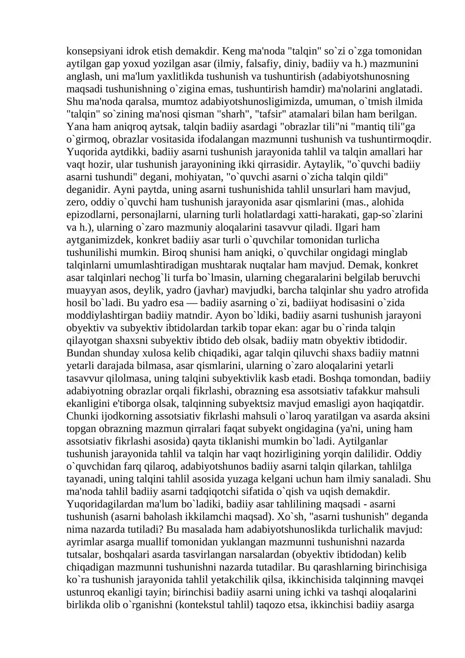 Badiiy asar mutolaasi. Asar taassurotlari 4