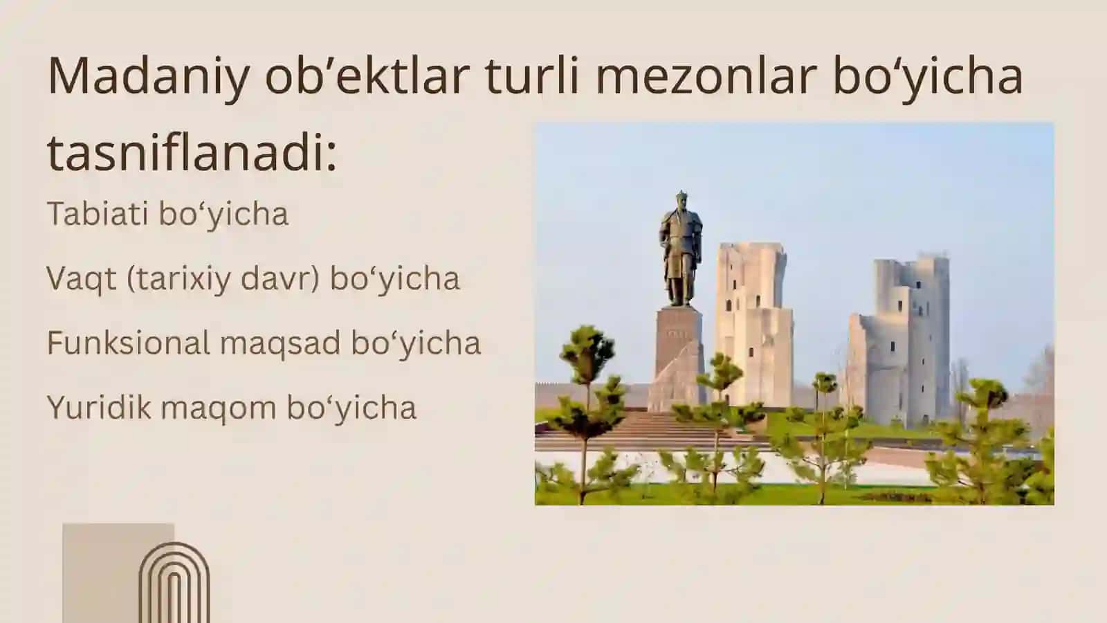 O`zbekistonda madaniy ob`ektlar va ularning tasnifi 4