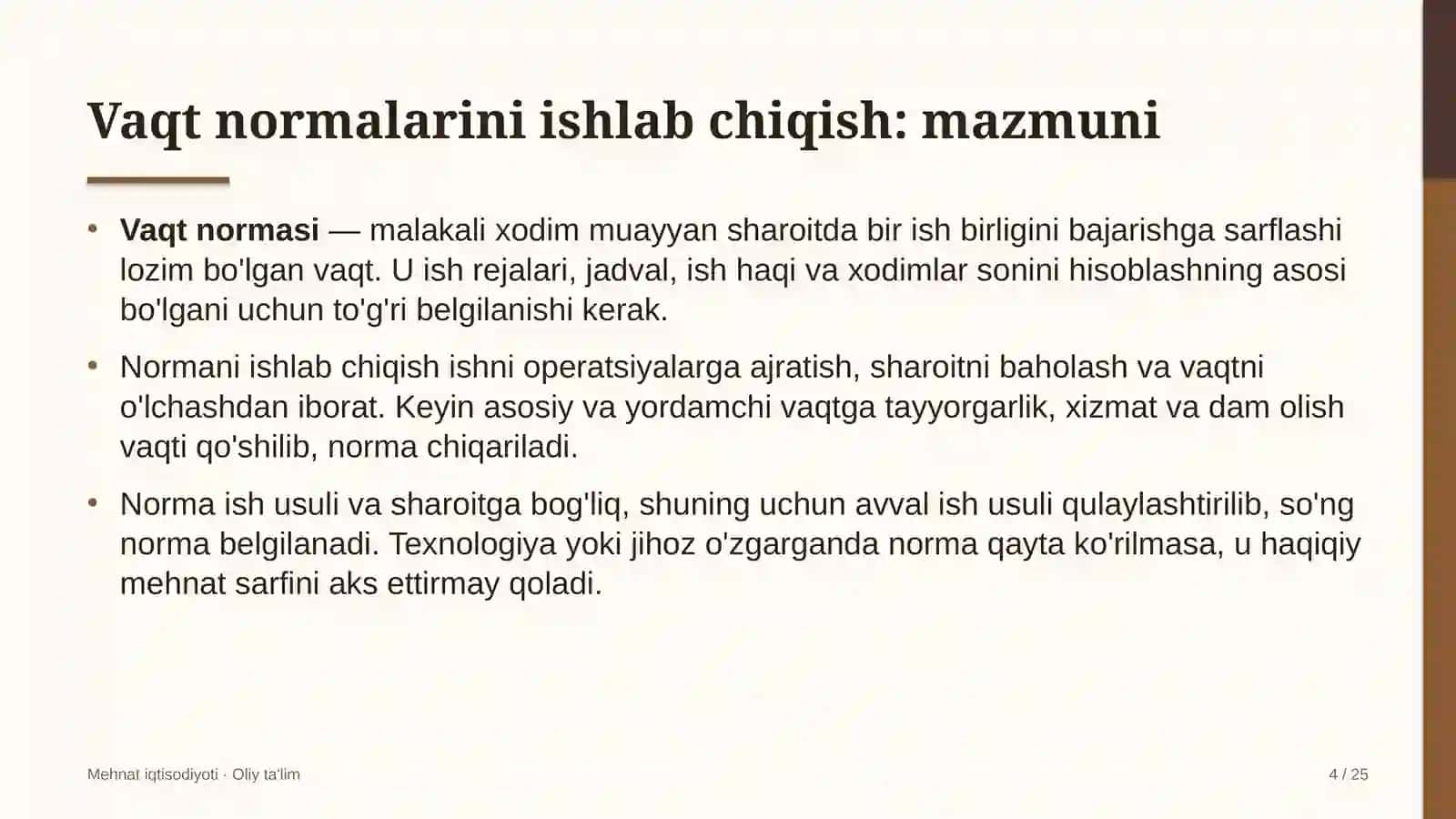 Yo'l qurilishida vaqt normalarini ishlab chiqish 4