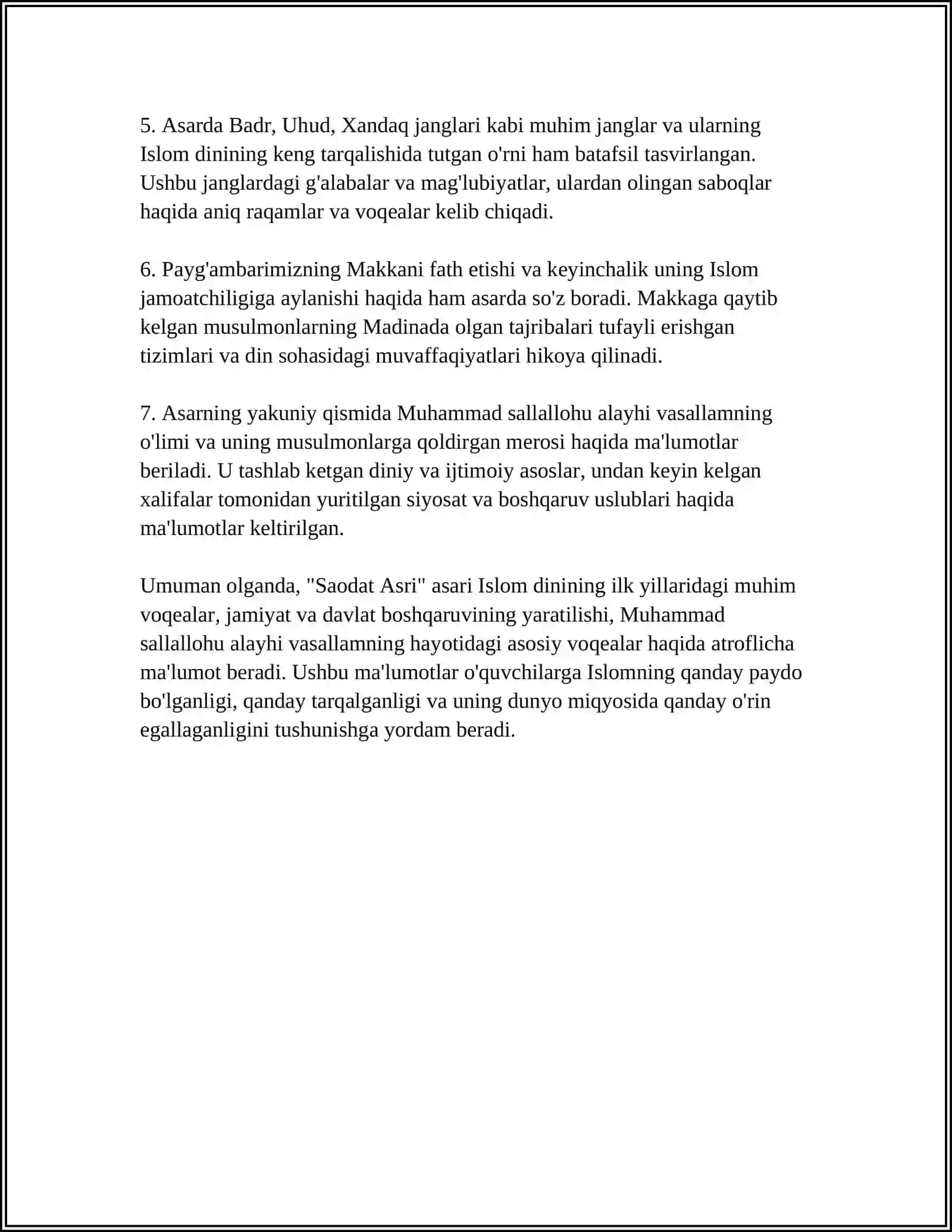 SAODAT ASRI 1-QISMI KITOBI HAQIDA ESSE 4
