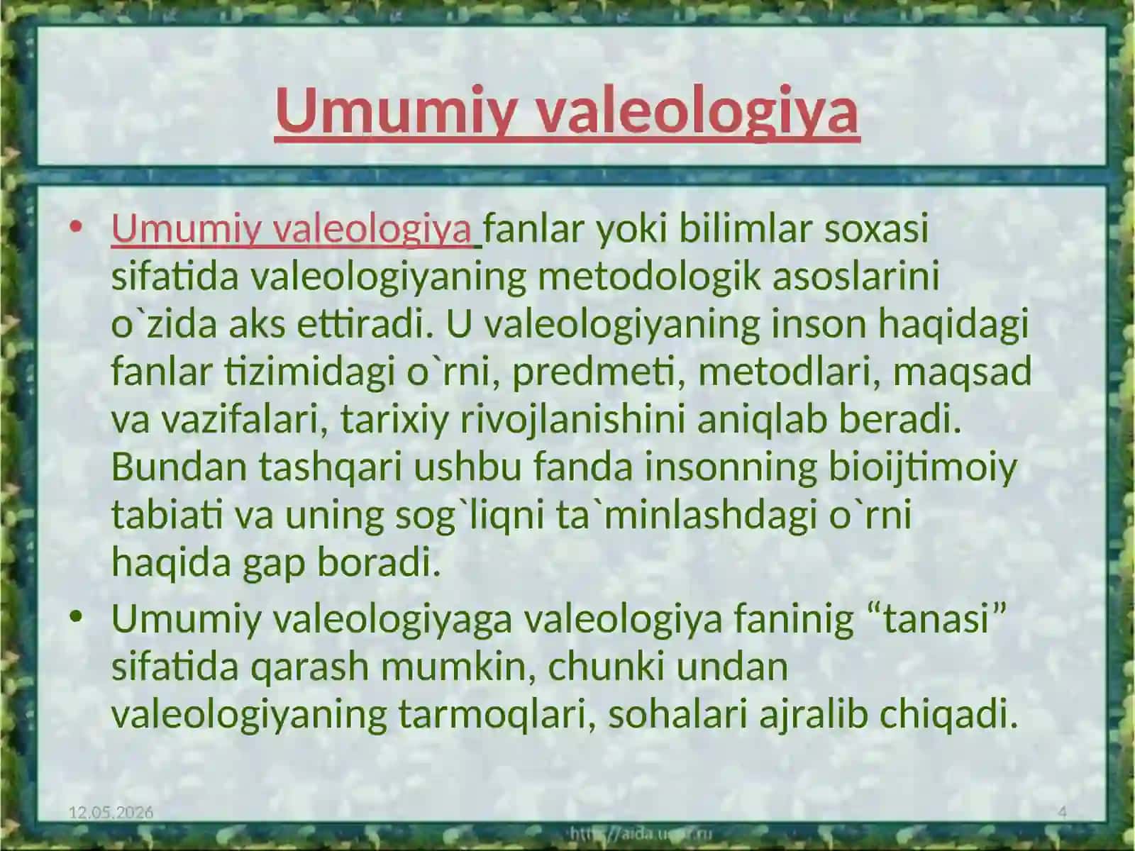 Valeologiya yo`nalishlari 4