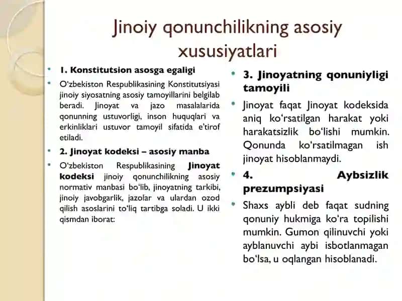 O‘zbekiston Respublikasi jinoiy qonunchiligi 4
