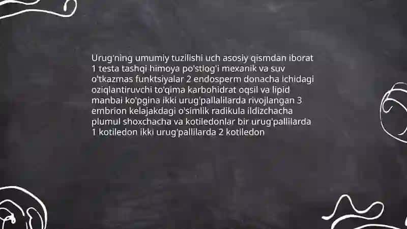 Urug'pallali o'simliklarning urug'larini tuzilishi 4