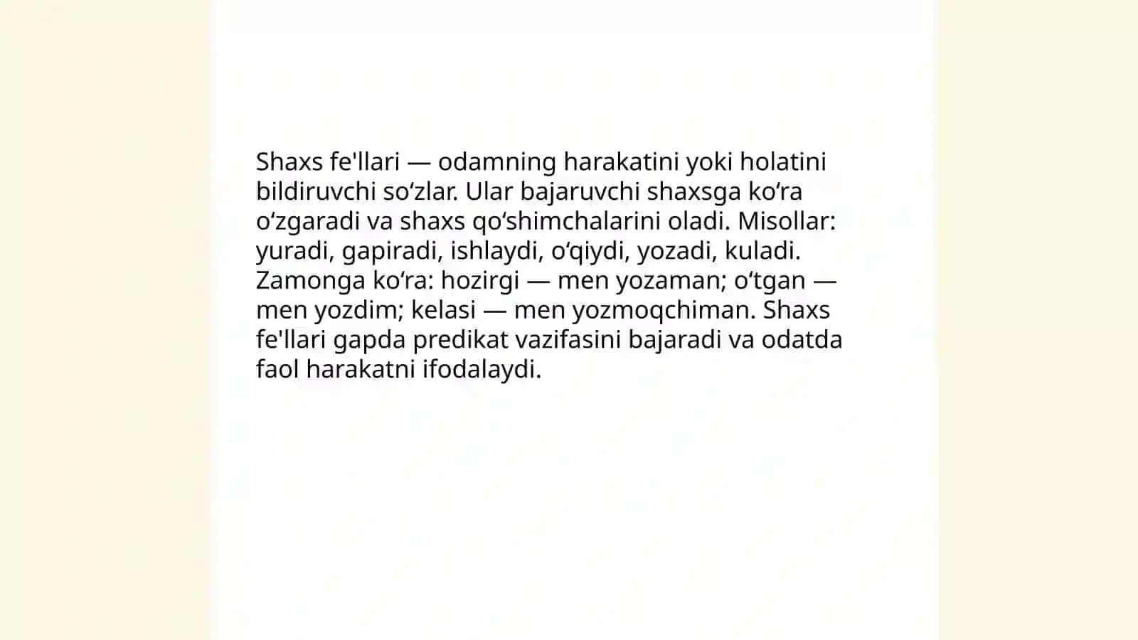 Shaxs va narsa harakatini bildirgan soʻzlar 4