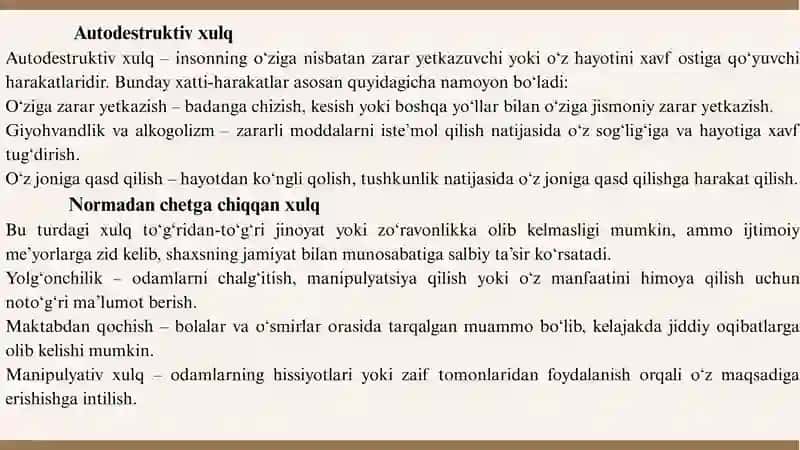 MAvzu Og’ishgan xulq ko’rinishlari. 4