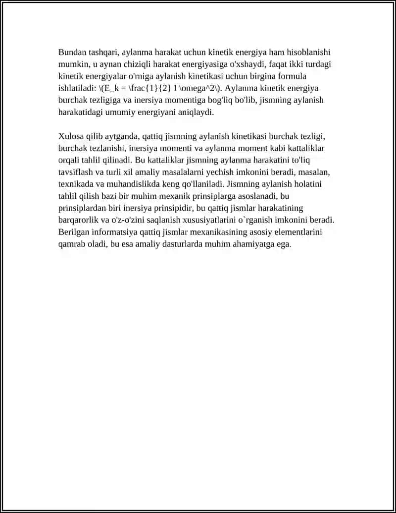 QATTIQ JISIMNING AYLANMA HARAKAT DINAMIKASI 4