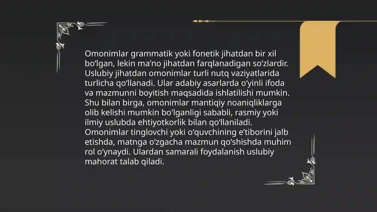 Omonim, Sinonim, Antonim va Paronimlar 4