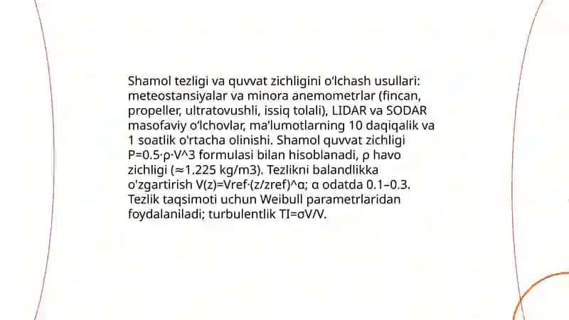 Shamol energiyasi resurslarini oʻrganish 4