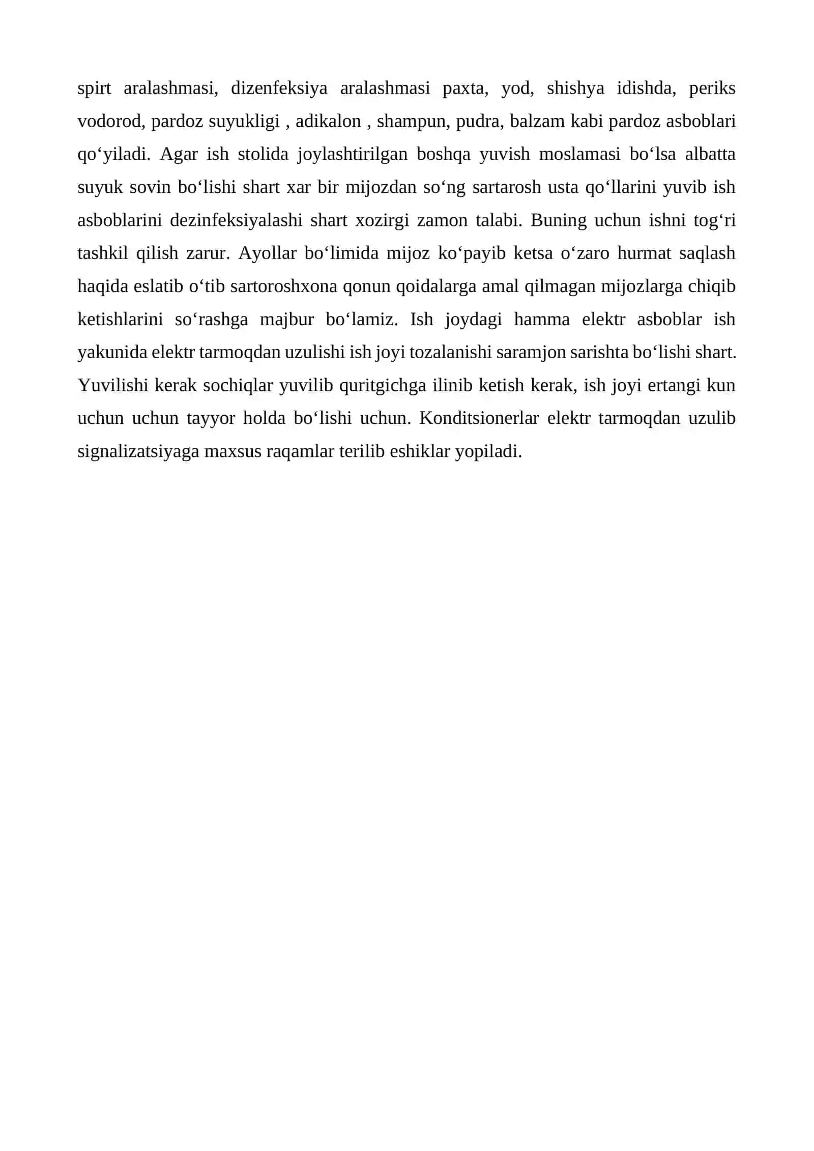 Sartaroshlik ishlari materiallari va asbob-uskunalari fanidan o'qitish materiallari to'plami 4