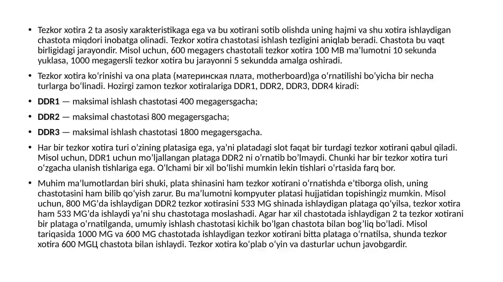 TEZKOR VA DOIMIY XOTIRA QURILMALARI 4