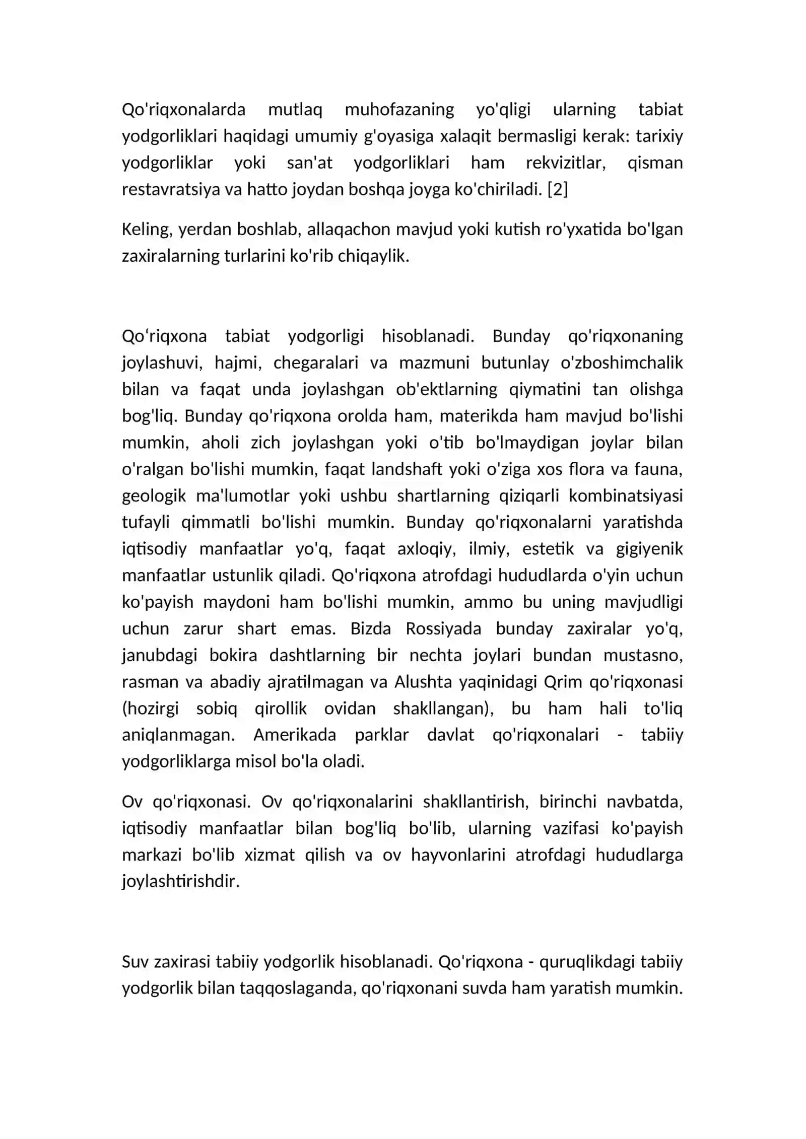 BOB.Qo'riqxonalarni tashkil etish va ularning faoliyatini o'rganish 4