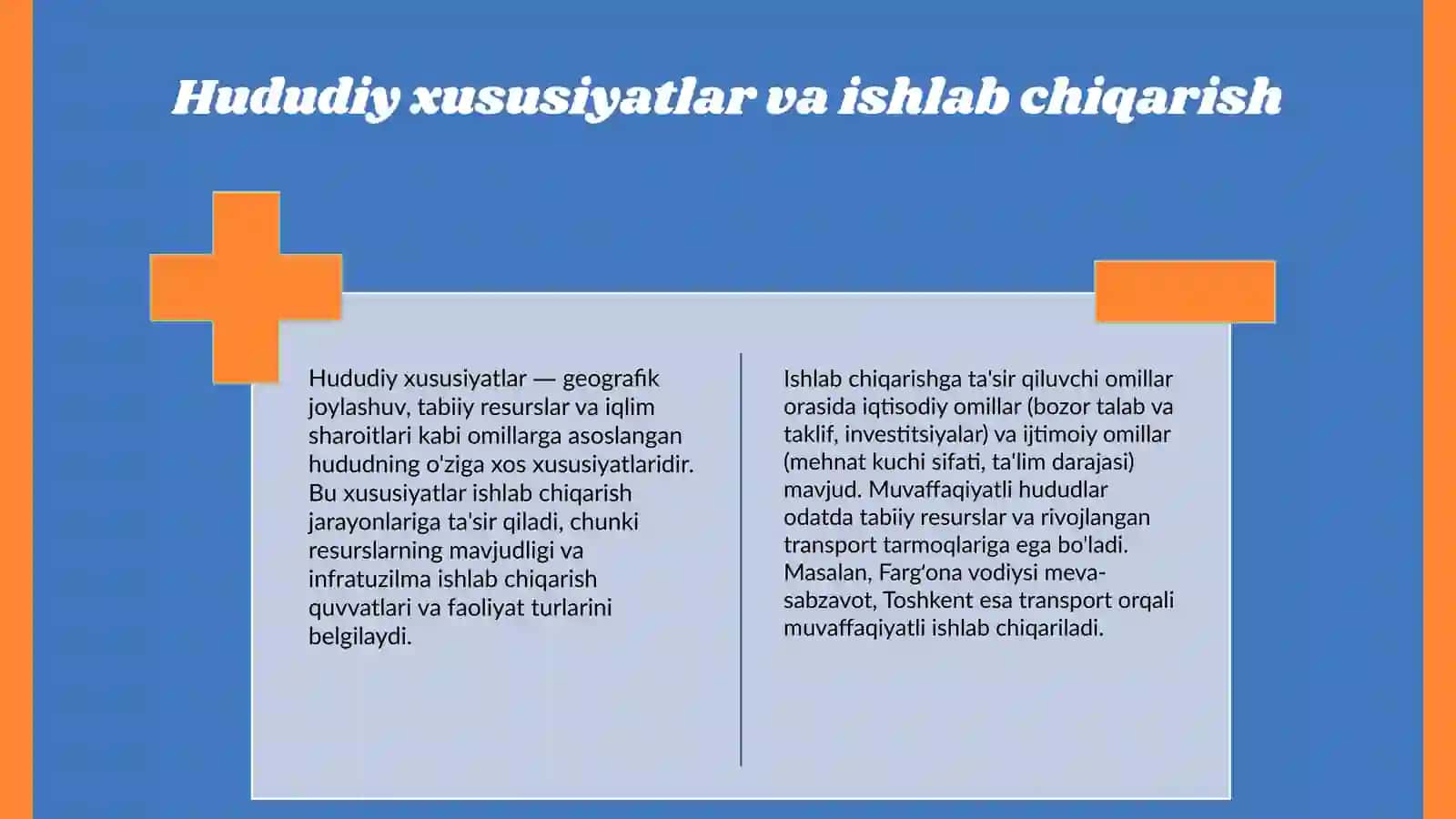 Ishlab chiqarish va transport kommunikatsiyalarning hududiy xususiyatlari. 4