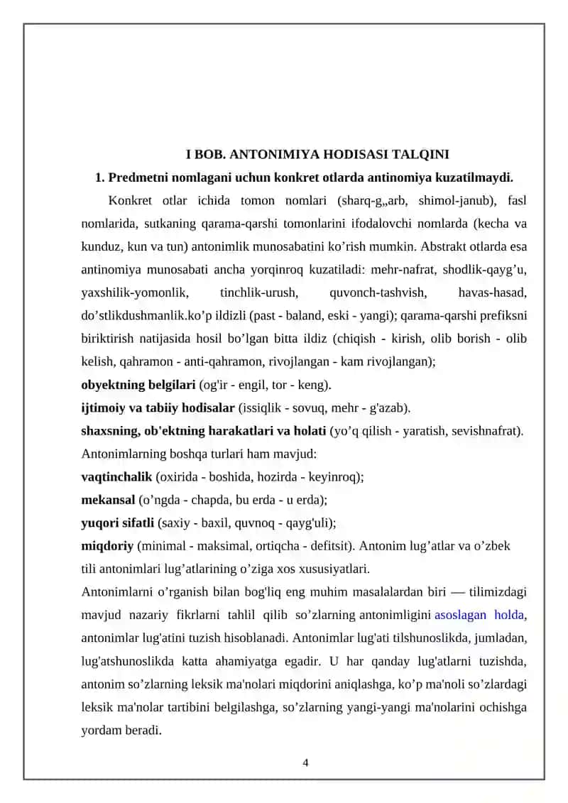O’zbek tilshunosligida antonimiya hodisasi talqini 4