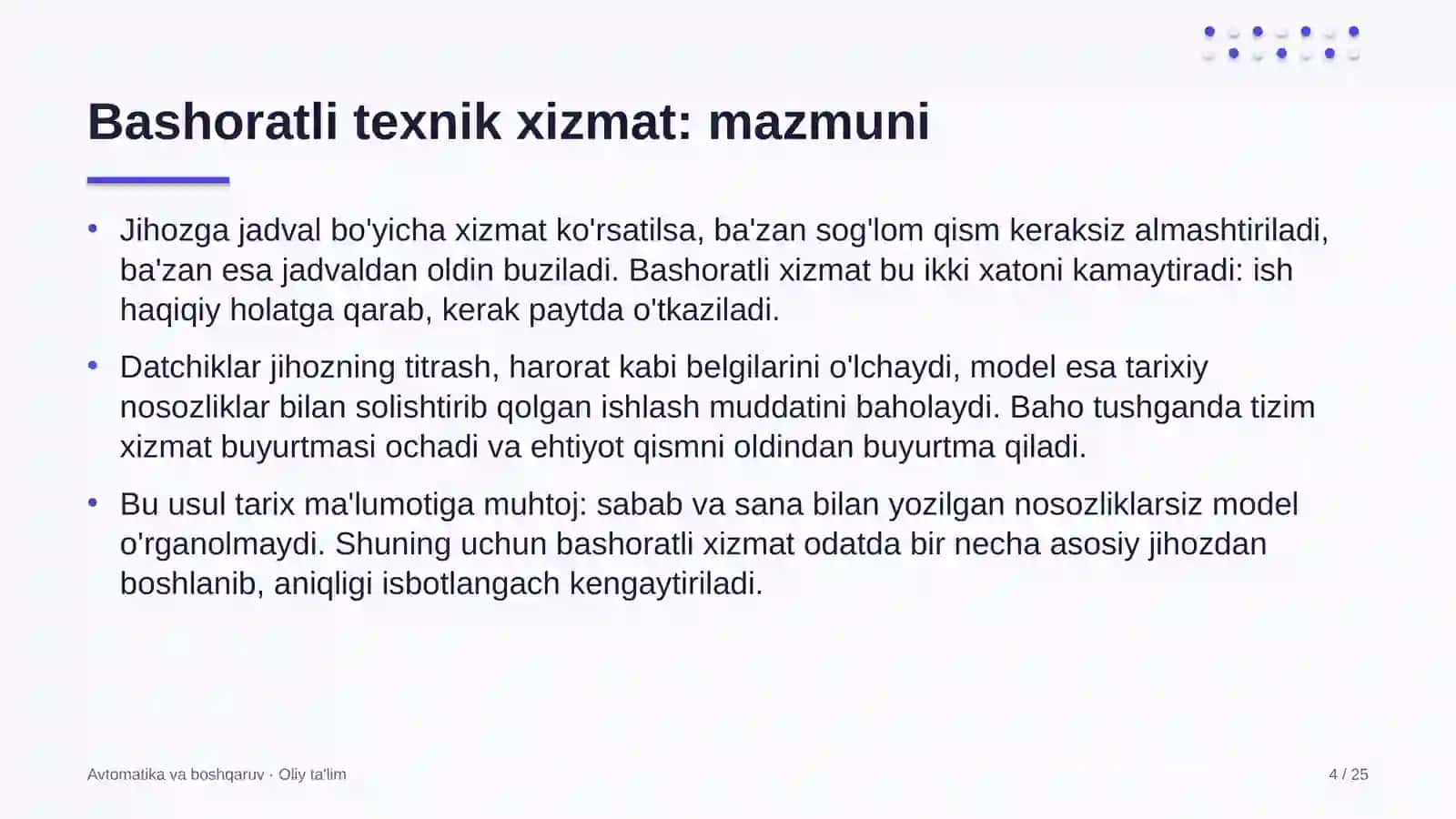 Yo'l xo'jaligida bashoratli texnik xizmat ko'rsatish 4