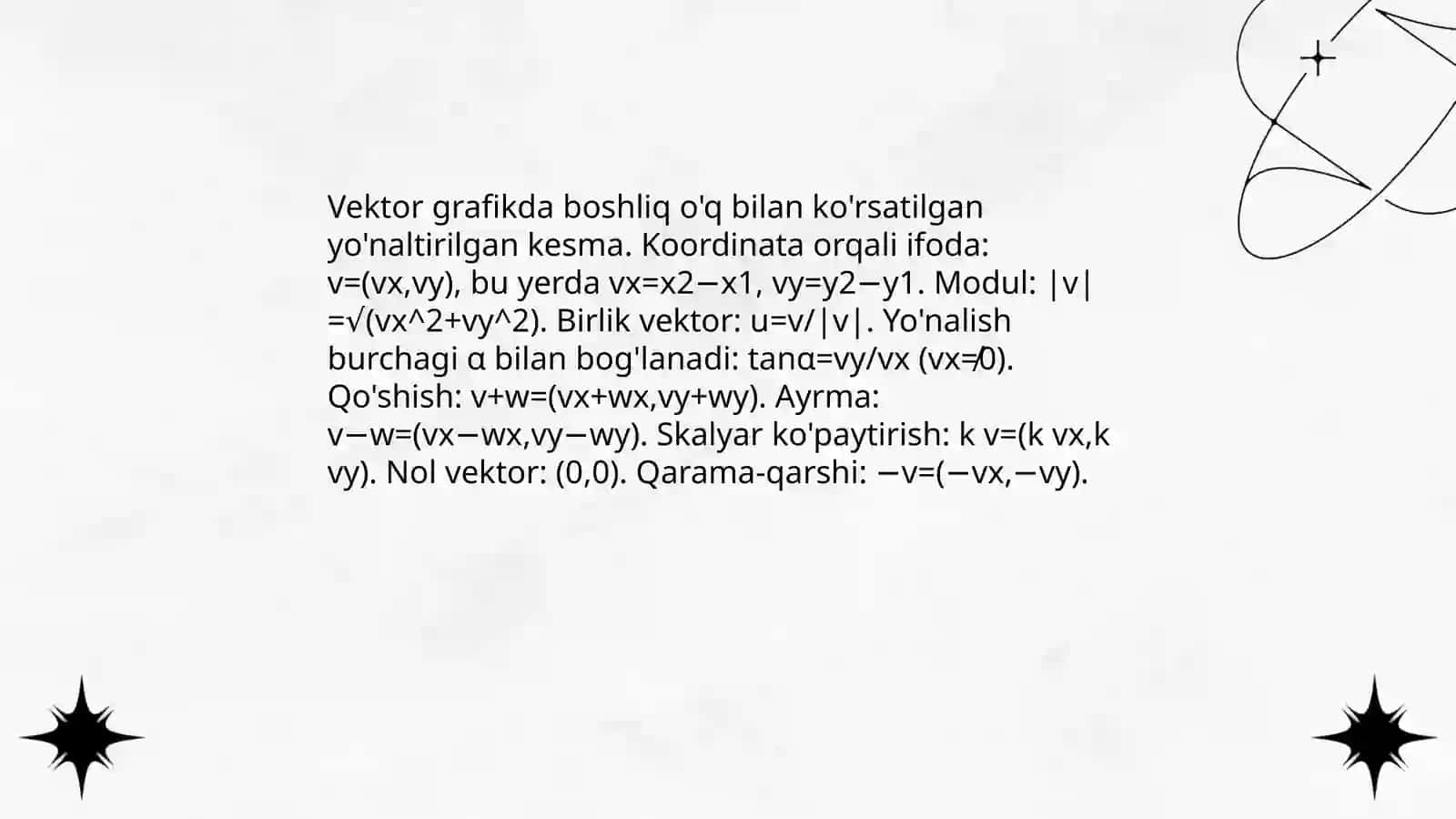 Vektorlar. Vektorlar ustida amallar 4