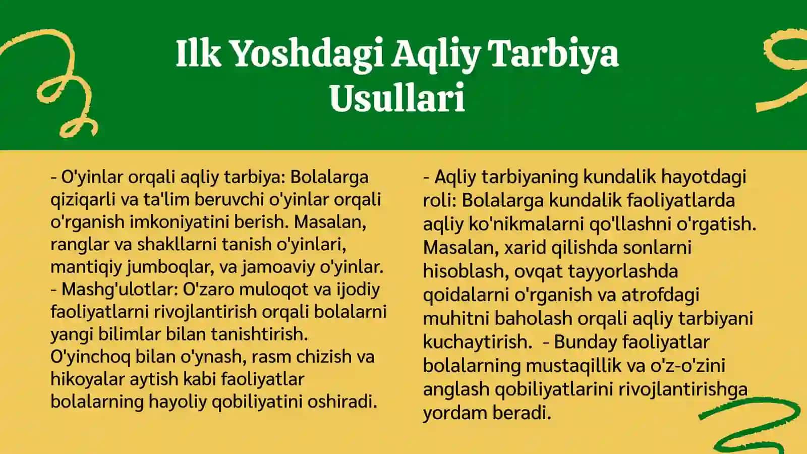Aqliy Tarbiya Berish 4