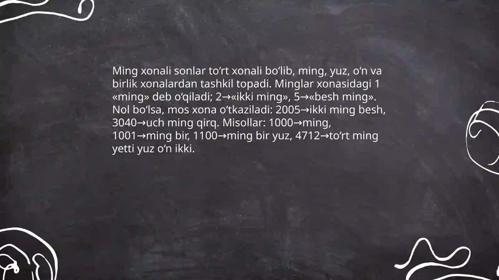 Ming xonali sonlar ustida amallar va malumotlar 4