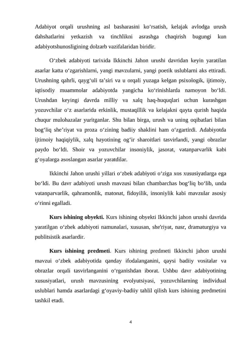 Ikkinchi jahon urushi va o‘zbek adabiyoti 4