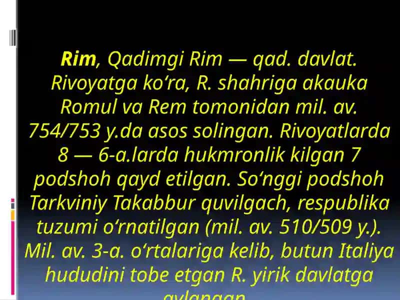 Rim Madaniyatimavzusi 4
