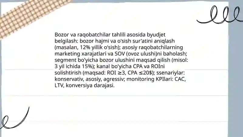 Marketing byudjetini ishlab chiqish 4