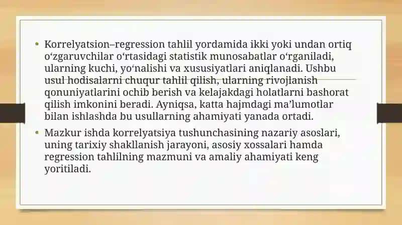 Korrelyatsion–regression tahlil elementlari 4